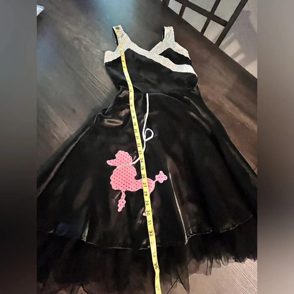 1950s Retro Black Poodle Dress Halloween Costume L Pink Skirt Sequin Sparkle
